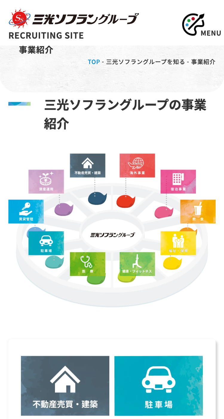 三光ソフランホールディングス株式会社様のSP画面