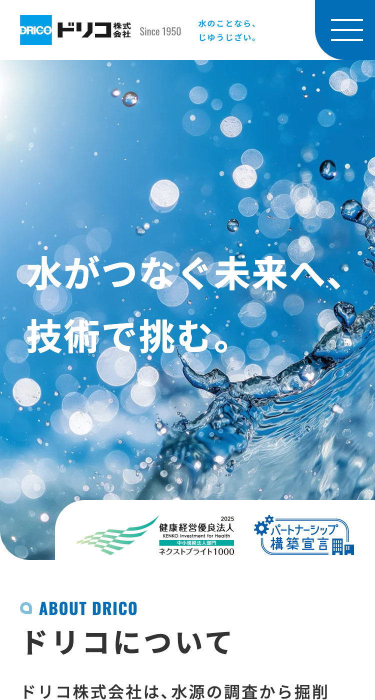 ドリコ 株式会社様のSP画面